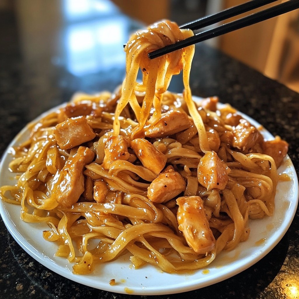 Sticky Garlic Chicken Noodles