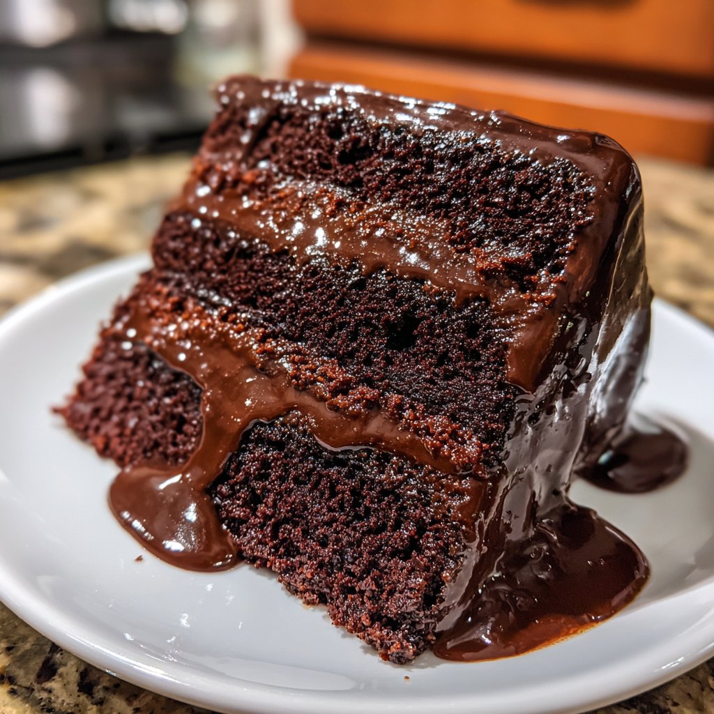Moist Chocolate Cake With Rich Ganache