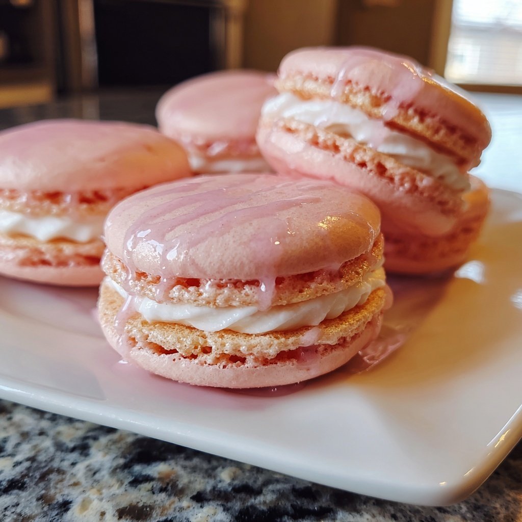 Strawberry Rose Macarons