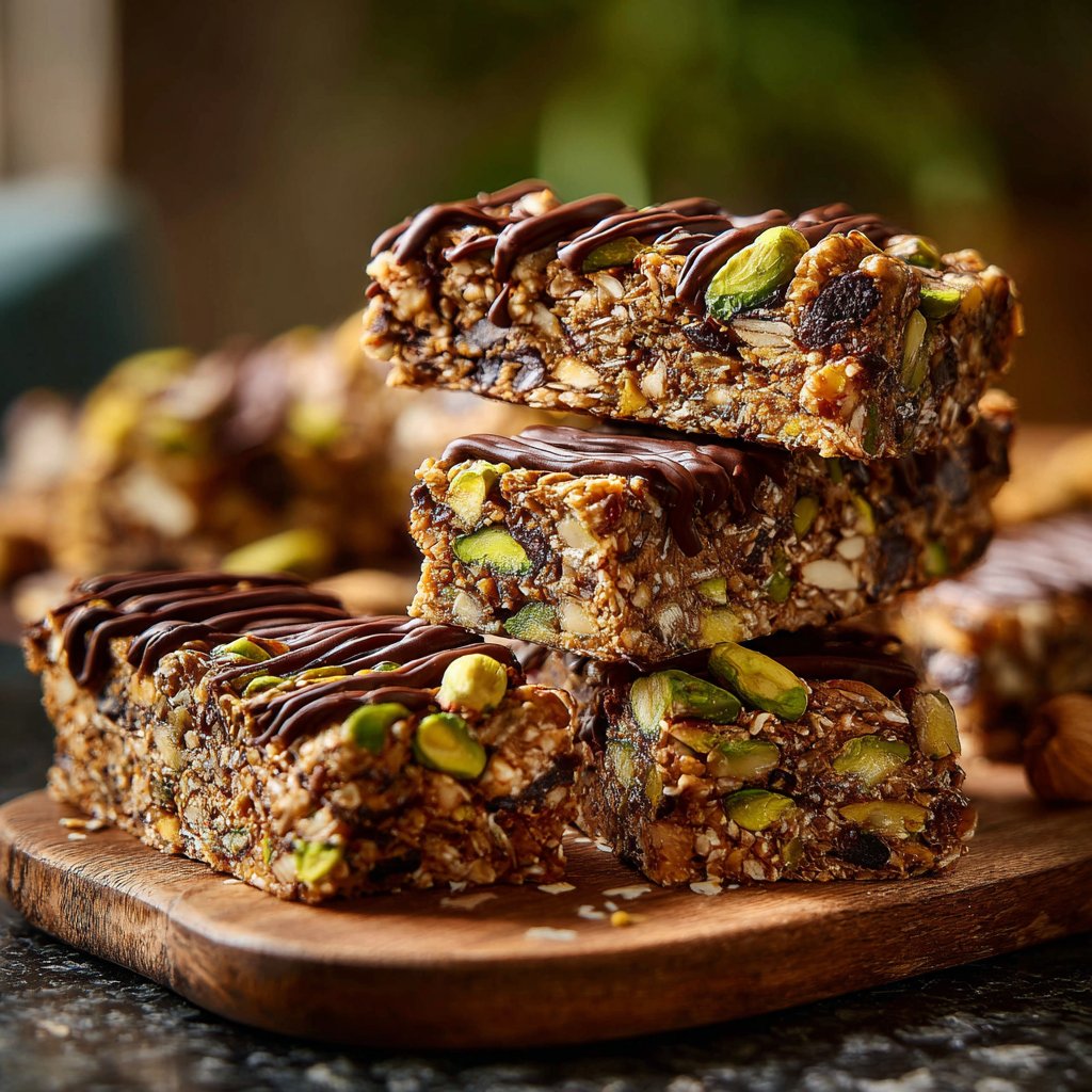 Chocolate Pistachio Almond Energy Bars